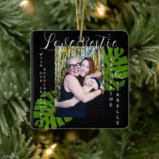 Love Bestie Friendship Foliage Black Ceramic Ornament