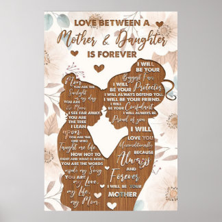 love between a mom daughter, mothers day gifts poster