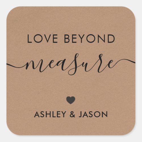 Love Beyond Measure Gift Tag Wedding Label Kraft Square Sticker