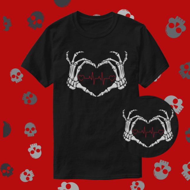 Love Beyond Skull Heart Hands with Heartbeat T-Shirt (Creator Uploaded)