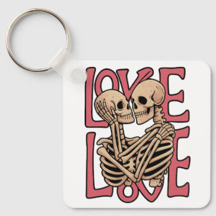 Love Beyond Time – Skeleton Embrace Art Keychain