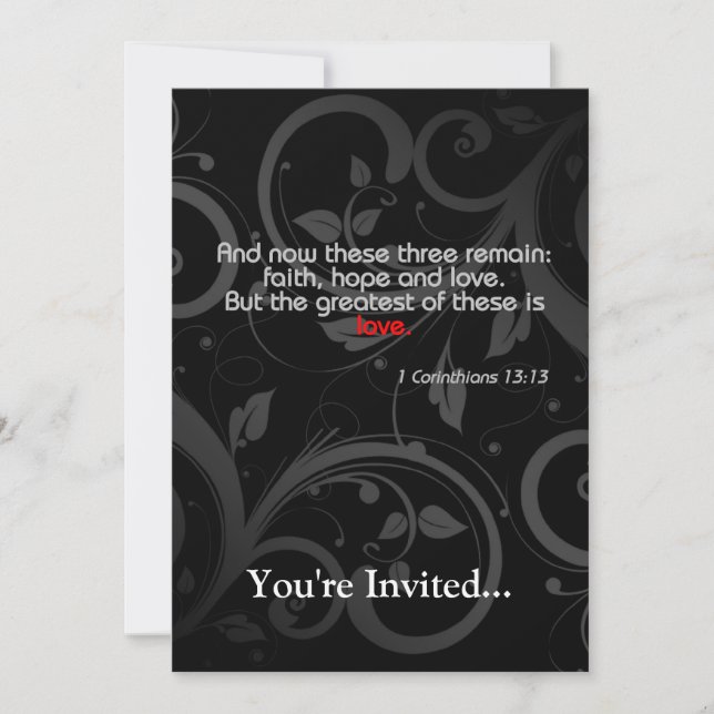 Love Bible Verse, Black/Red Invitation (Front)