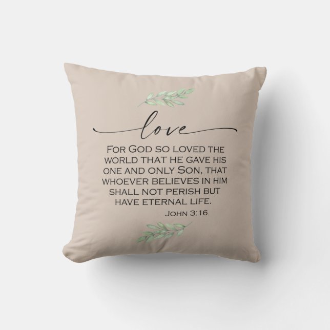Love Bible Verse from John 3:16 Throw Pillow (Front)