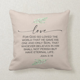 Love Bible Verse from John 3:16 Throw Pillow