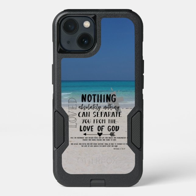 Love Bible Verse with Beach Otterbox iPhone Case (Back)