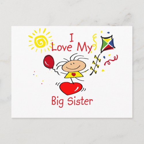 Love Big Sister Stick Figure Girl Postcard