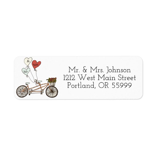 Love bike Mr. & Mrs. address labels (Front)