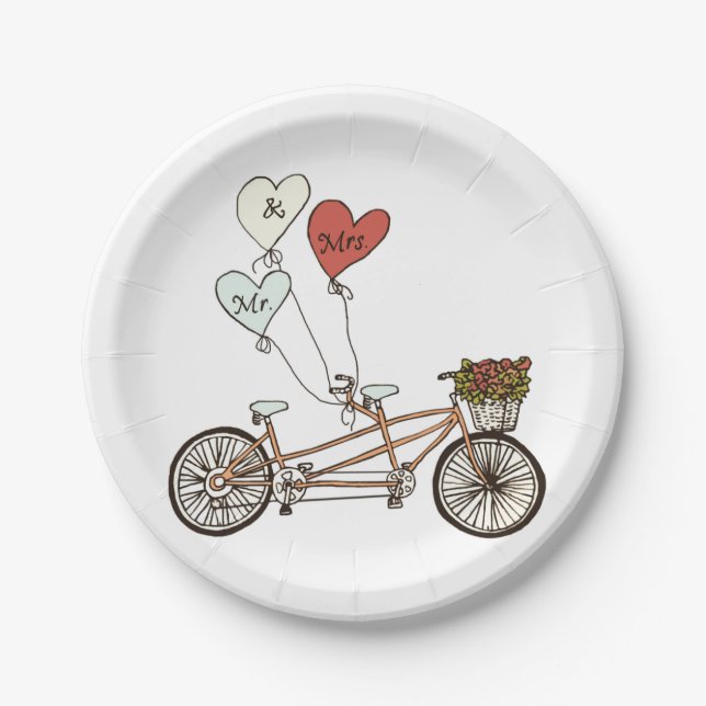 Love bike Mr. & Mrs. paper plate (Front)
