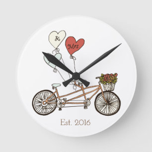 Love bike Mr & Mrs wall clock