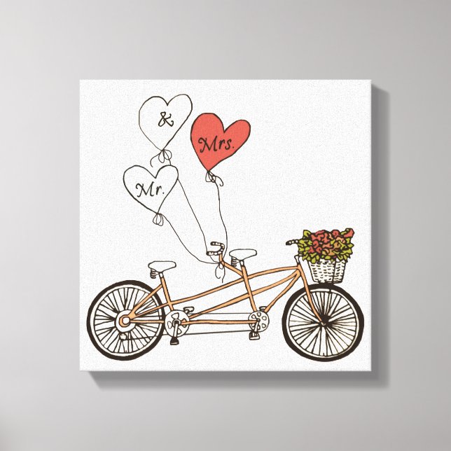 Love bike Mr & Mrs wrapped canvas Print (Front)