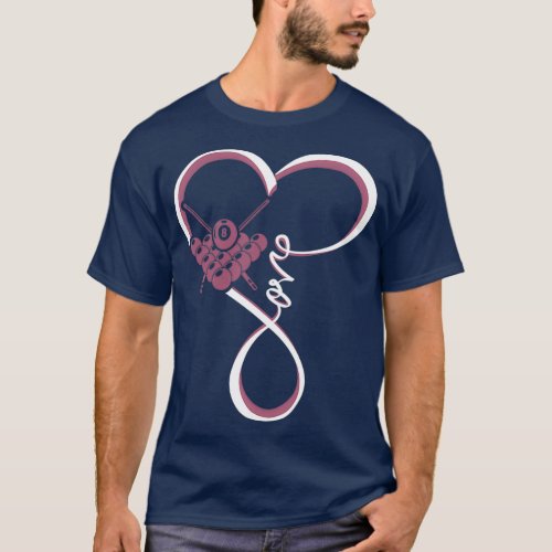 Love Billard heart Love Billard Billard heart T_Shirt