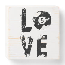 Love Billiard Design Wood Box Sign