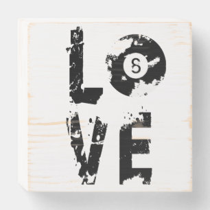 Love Billiard Design Wood Box Sign