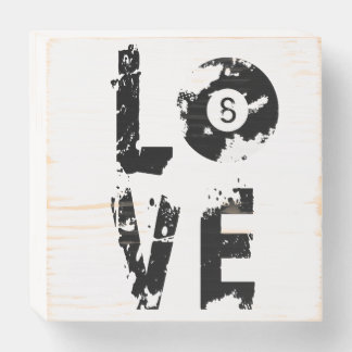 Love Billiard Design Wood Box Sign