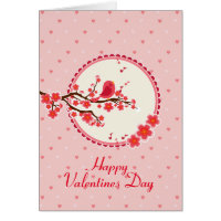 Love Bird And Hearts Happy Valentines Card