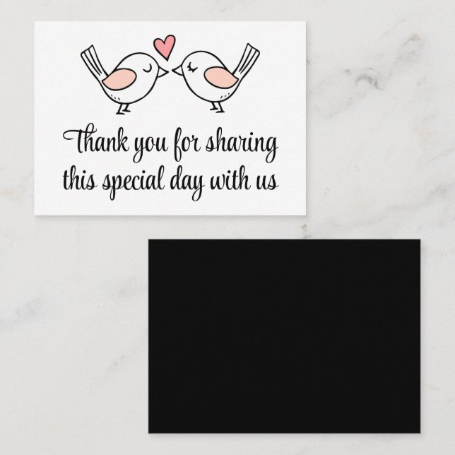 Love Bird Black White Lovebirds Wedding Place Card (Front/Back)