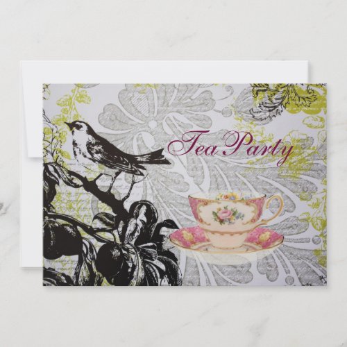 elegant bird floral spring vintage Wedding Personalized Invitations
