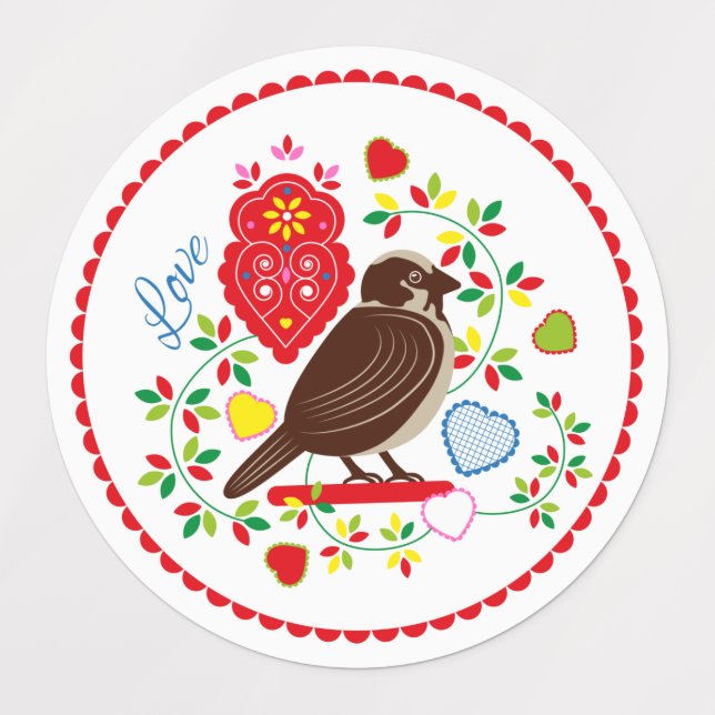 Love bird embroidery labels (Design 1)