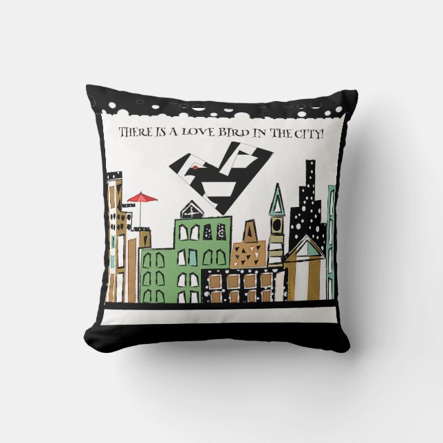 LOVE BIRD IN THE CITY  THROW PILLOW (Front)