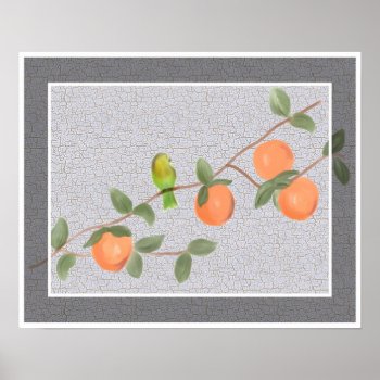 Love Bird On A Peach Branch Poster Print by sfcount at Zazzle