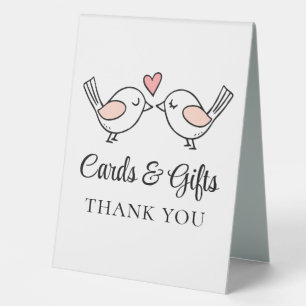 Love Bird Pink Black Lovebirds Wedding Cards Table Tent