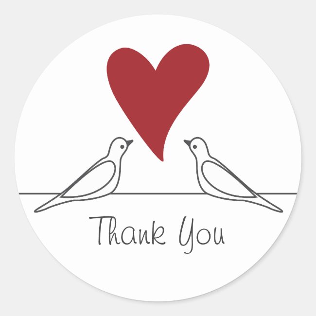 Love Bird Red Heart Simple Modern Thank You