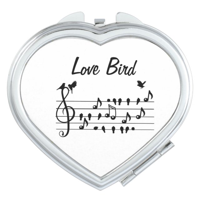 Love Bird Songbirds on Sheet Music Black White Art Compact Mirror (Front)