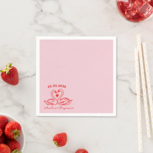 Love Bird Swans Cocktail wedding Napkins