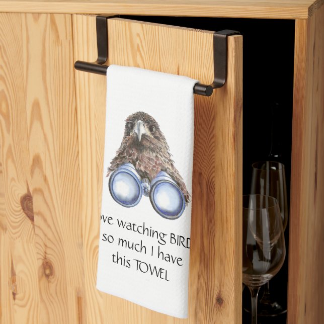 Love Bird Watching Hawk Binoculars Fun Quote Kitch Kitchen Towel (Thirds Fold)