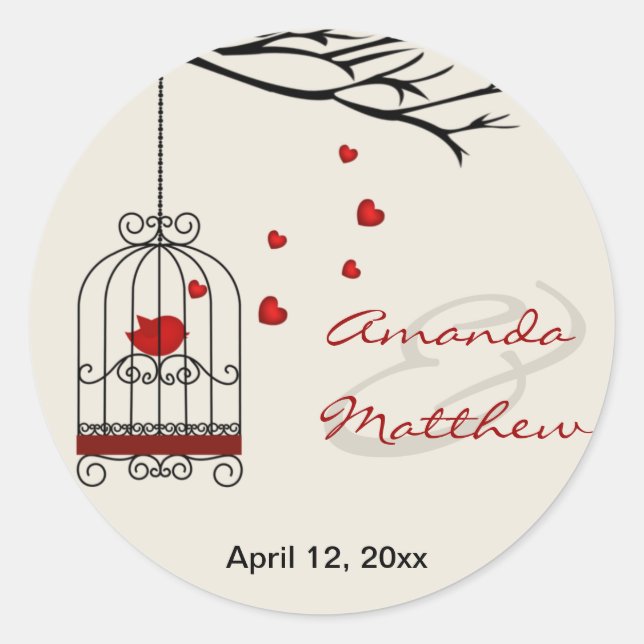 Love Bird Wedding Favor Stickers (Front)