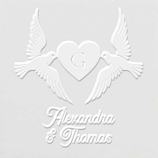 Love Birds 1 Initial Heart Monogram Couple Name Embosser (Design)