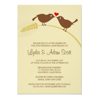 Love Birds 25th Silver Wedding Anniversary Party Invitation