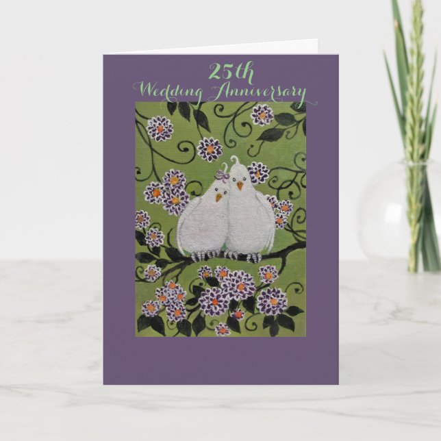 Love Birds/ 25th Wedding Anniversary Card (Front)