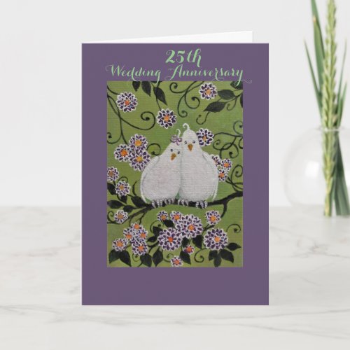 Love Birds 25th Wedding Anniversary Card
