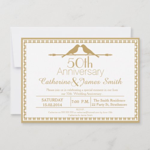 Love Birds 50th Anniversary Invitation