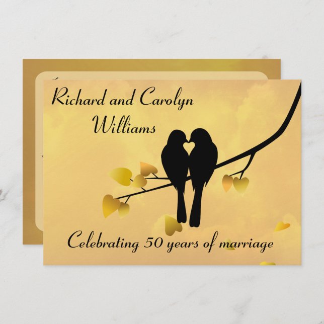 Love Birds 50th Anniversary Invitation (Front/Back)