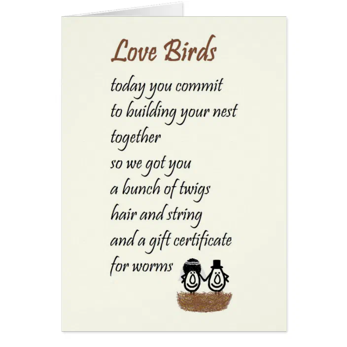 Funny Wedding Wishes Poems Love Birds - A Funny Wedding Poem | Zazzle.com