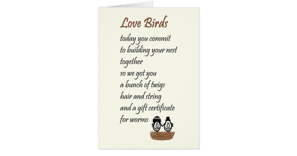Love Birds - a funny wedding poem Card | Zazzle.com Love Birds - a funny wedding poem Card | Zazzle.com