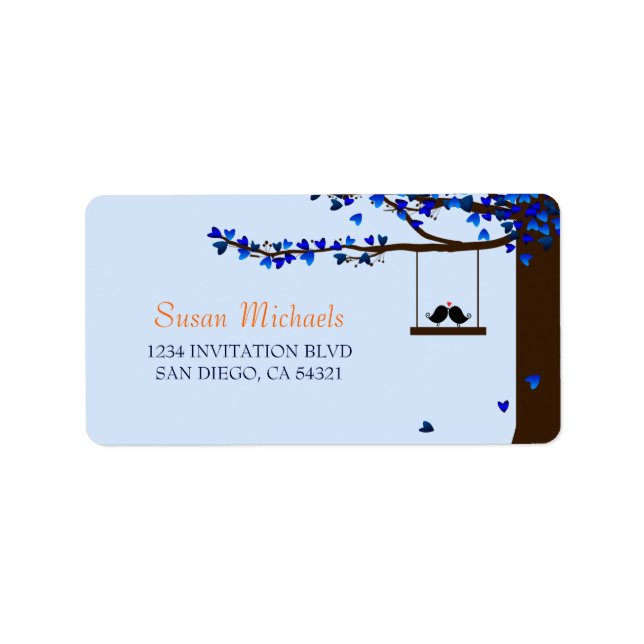 Love Birds Address Labels Blue (Front)