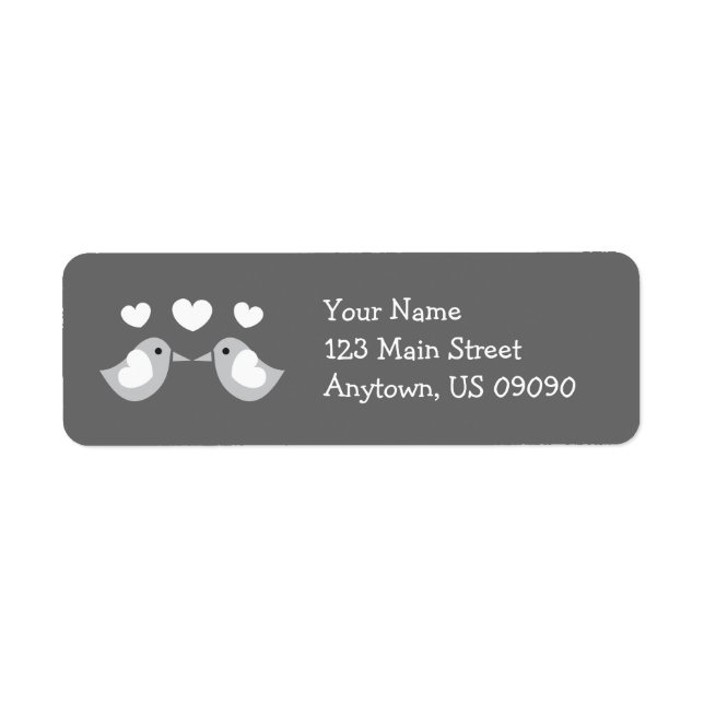 Love Birds Address Labels (Gray) (Front)