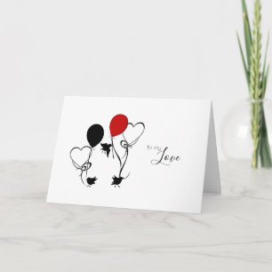 Love Birds and Balloon Hearts Birthday Card