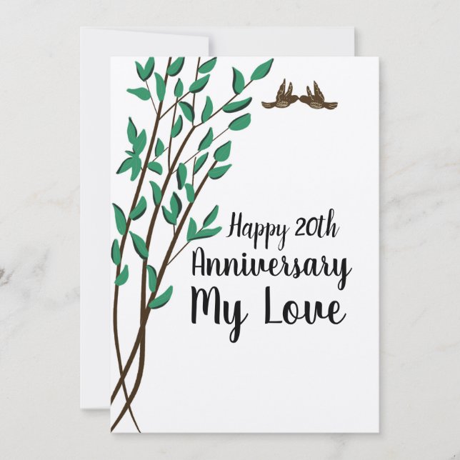 Love Birds and Branches Anniversary Any Year Card (Front)