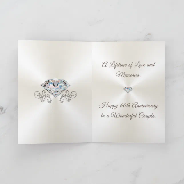 Love Birds and Diamond 60th Anniversary Card | Zazzle