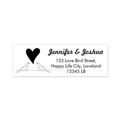 Love Birds and Heart Couple Return Address Self_inking Stamp