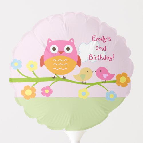 Love Birds And Owl Birthday Shower Party Balloon