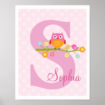 Love Birds And Owl On Branch Polka Dots Art Print by Personalizedbydiane at Zazzle