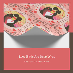 Love Birds Art Deco Wrap Wrapping Paper