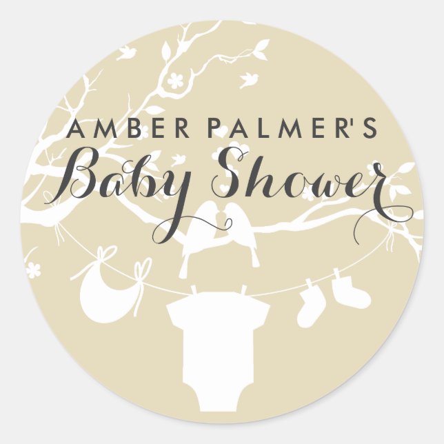 Love Birds Baby Shower Sticker (Front)