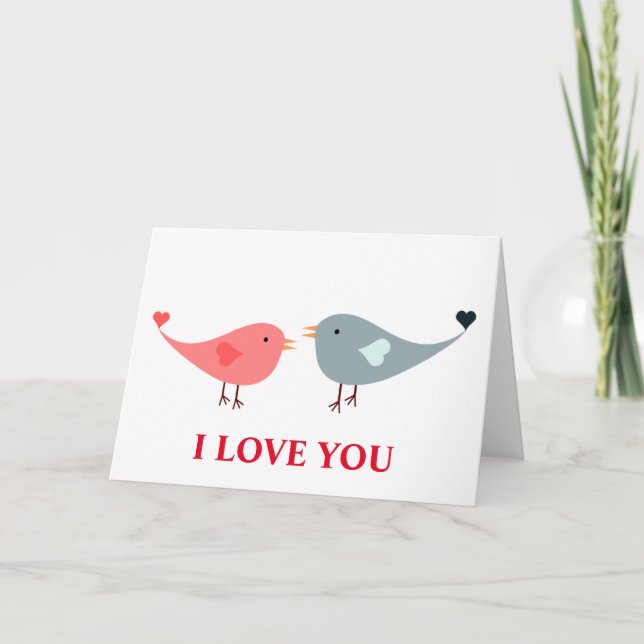 Love Birds Background I love you Holiday Card (Front)