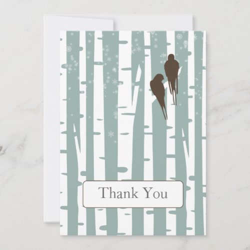 Love Birds Birch Tree Winter Wedding Invitation